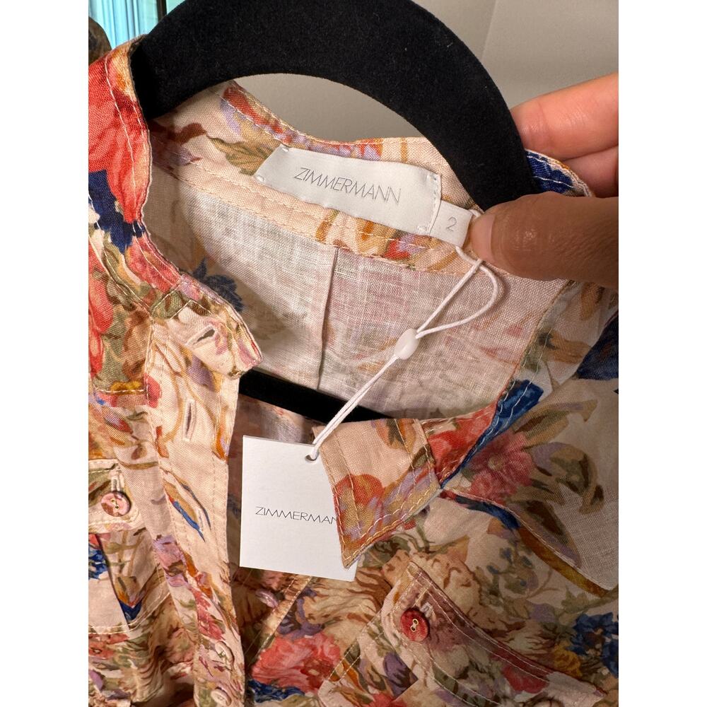 Zimmermann Floral Pink and Cream Short Jumpsuit - Picture 3 of 6